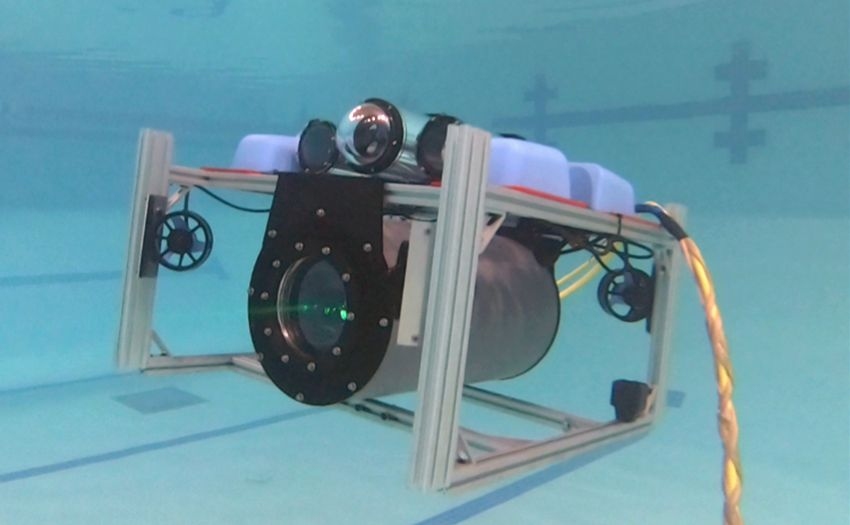 Staff performed tests with the undersea optical communications system at the Boston Sports Club pool in Lexington, proving that two underwater vehicles could efficiently search and locate each other. After detecting the remote terminal’s beacon, the local terminal is able to lock on and pull into coarse track in less than one second.