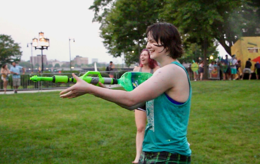 Students battle it out with good old H2O during the annual water war on Killian Court.