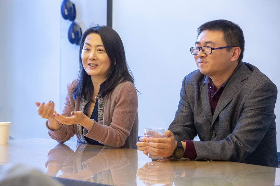 Yang Shao-Horn (left), the W.M. Keck Professor of Energy, speaks about the various choices and serendipitous events that have shaped her career  at the Rising Stars in Mechanical Engineering Workshop alongside Associate Professor Xuanhe Zhao. 