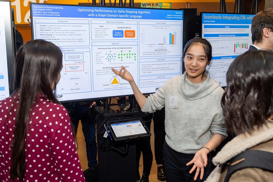 This year, SuperUROP includes several scholars funded by the School of Engineering and the MIT Quest for Intelligence, a campus-wide initiative to advance human understanding of intelligence. They include EECS senior Xinyi Chen, whose project focuses on GraphIt, a new high-performance graph domain-specific language.