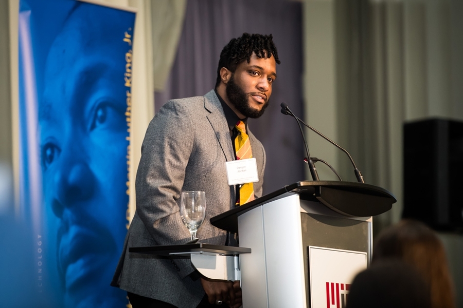 Graduate student in urban studies Dasjon Jordan gave his reflections on King's legacy.