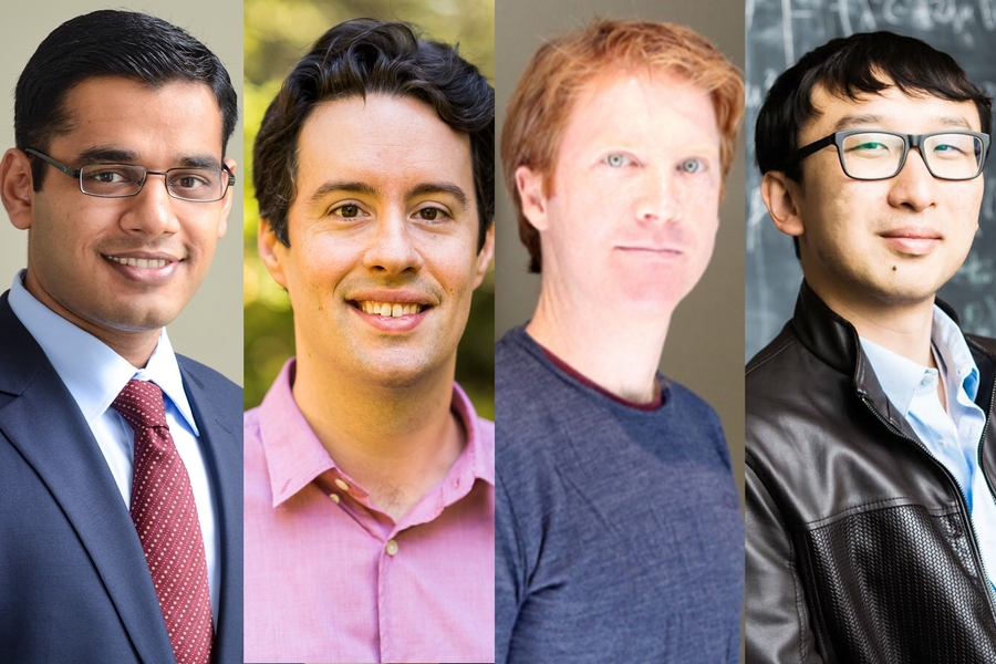 Left to right: Nikhil Agarwal, Daniel Harlow, Andrew Lawrie, and Yufei Zhao are MIT’s 2019 Sloan Research Fellows. 