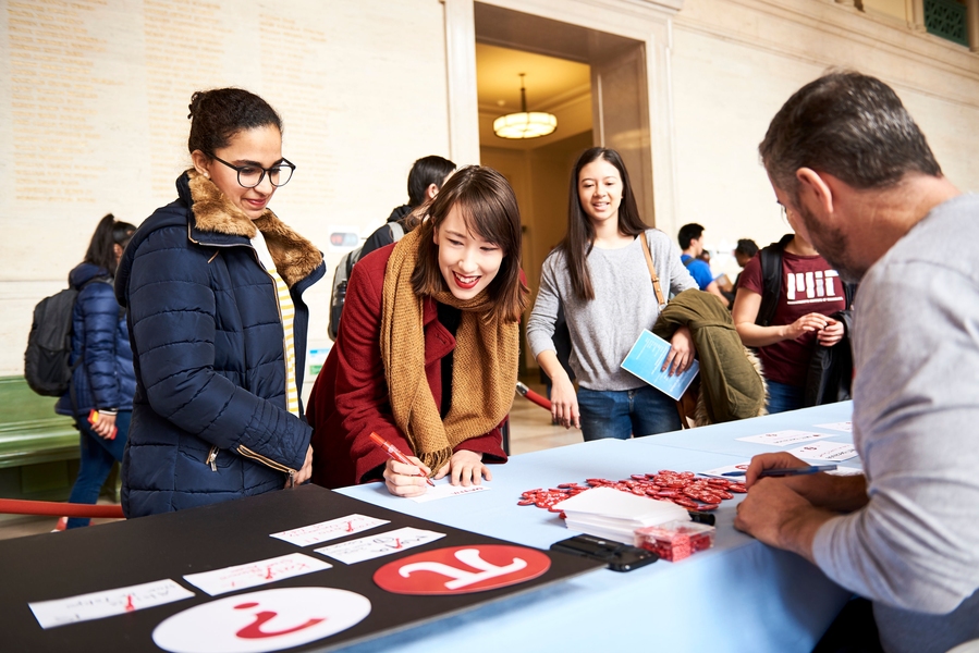 On March 14, Pi Day events such as this one in Lobby 10 were held across campus and hosted by alumni clubs around the world. While marking this MIT-cherished holiday that celebrates the mathematical constant that begins with 3.14, the Pi-themed activities also helped to spread the buzz about the MIT 24-Hour Challenge. 