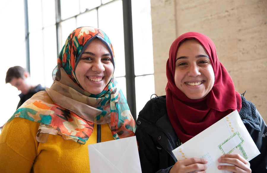 Happy faces were the order of the day at the MIT Libraries's RAK Week letter writing event. 