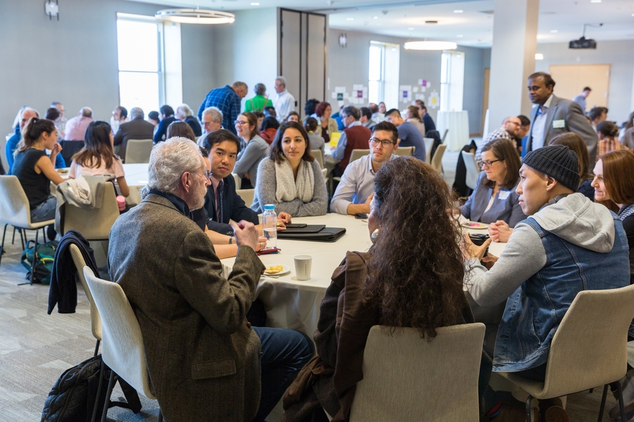 During Climate Night, participants engage in table conversations on topics that encompass both a global context and actions MIT can take on its own, including the energy transition, climate finance, and carbon offsets. 