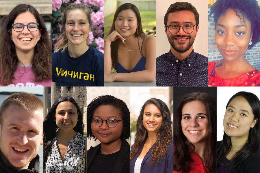 Clockwise from top left: Katie Fisher, Abby Bertics, Catherine Wu, Jonars Spielberg, Samira Okudo, Hope Chen, Alexis D'Alessandro, Anna Bair, Miranda McClellan, Sarah DiIorio, James Pelletier. Not shown: Dariel Cobb