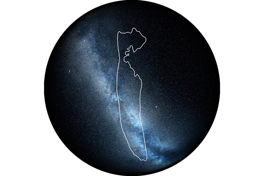 LIGO and Virgo team members estimate that the candidate gravitational signal, referred to as S190426c, originated from the region outlined on the sky map. The signal shows hints of originating from a merger between a black hole and neutron star. Both of the twin LIGO detectors, and Virgo, picked up the signal, narrowing its location to a region occupying about three percent of the total sky. 