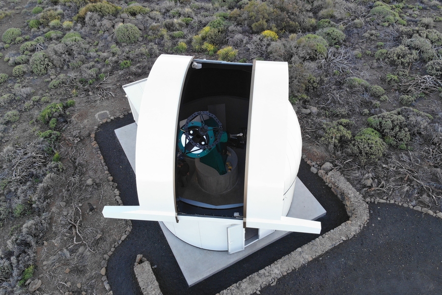 Looking down the "barrel" into Artemis, which is the first telescope of the SPECULOOS Northern Observatory