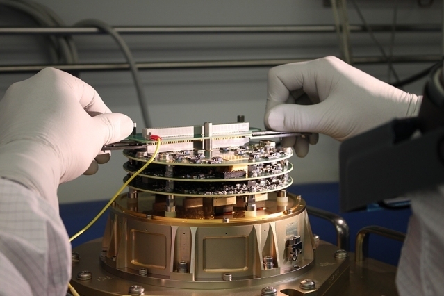 A set of flight camera electronics on one of the TESS cameras, developed by the MIT Kavli Institute for Astrophysics and Space Research, transmits exoplanet data from the camera to a computer aboard the spacecraft that processes it before transmitting it back to scientists on Earth. 