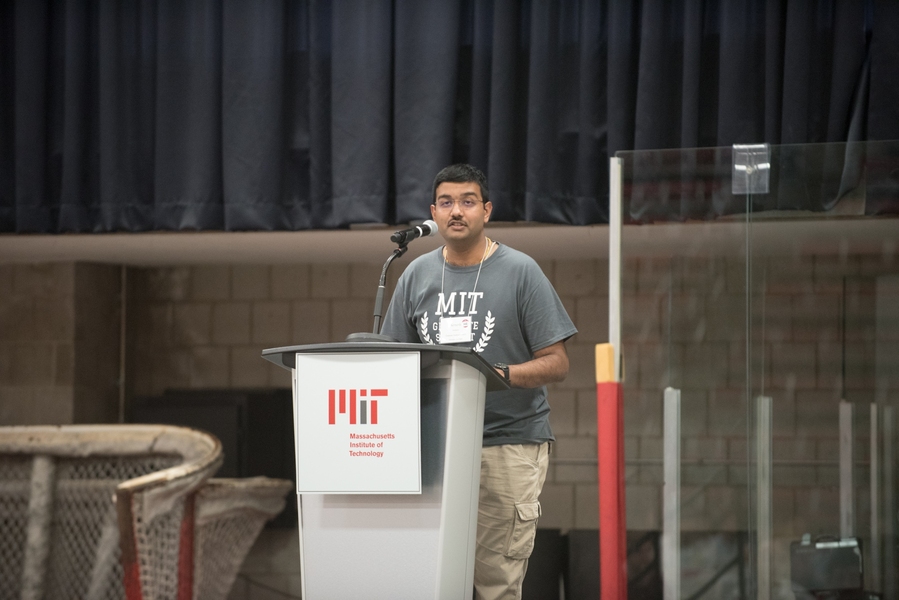 GSC Orientation committee chair Somesh Mohapatra addresses new students at the Grad Student Welcome Lunch