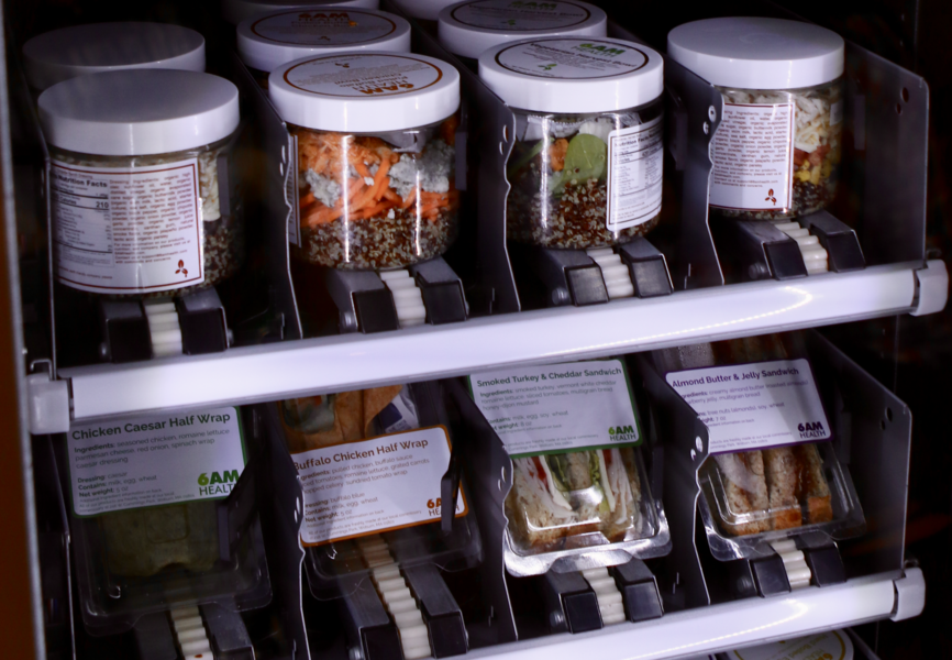 Fresh Fridge options include quinoa bowls, salads, overnight oats, sandwiches, and fresh juices. 