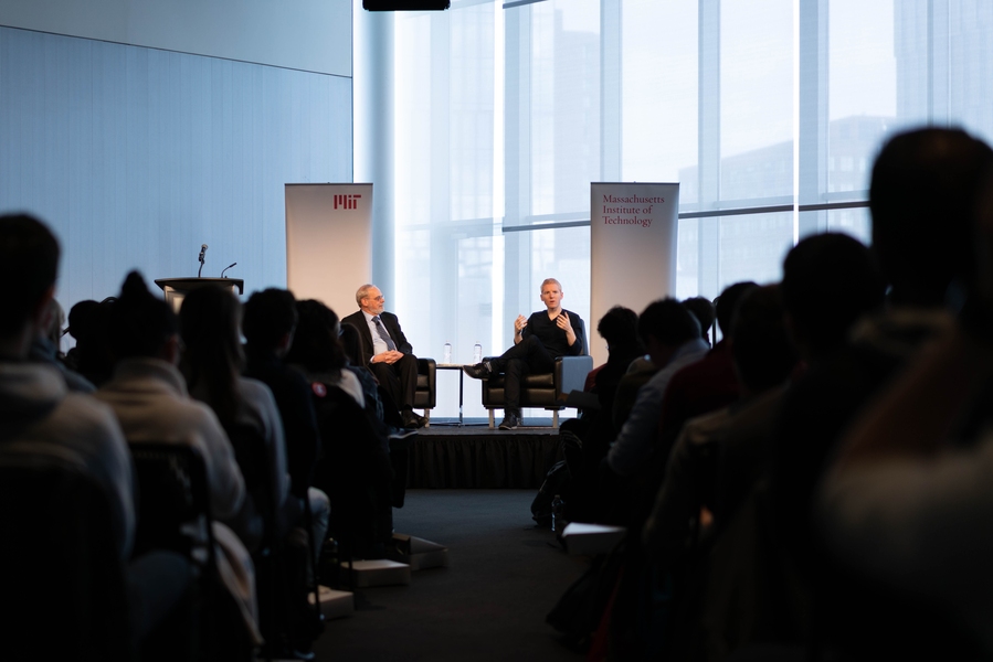 On Nov. 14, the School of Engineering and the Sloan School of Management co-organized an event for students with Patrick Collison (right), the CEO of internet payment company Stripe.