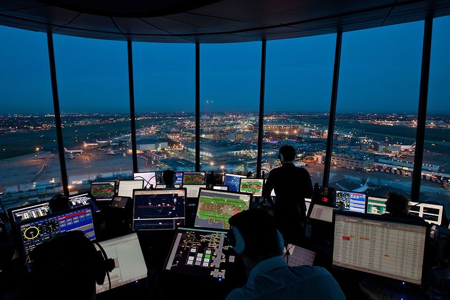 Air-traffic controllers working at Heathrow airport in London. A new study by Arnold Barnett, the George Eastman Professor of Management at the MIT Sloan School of Management, finds that air travel has reached its highest level of safety over the last decade. 