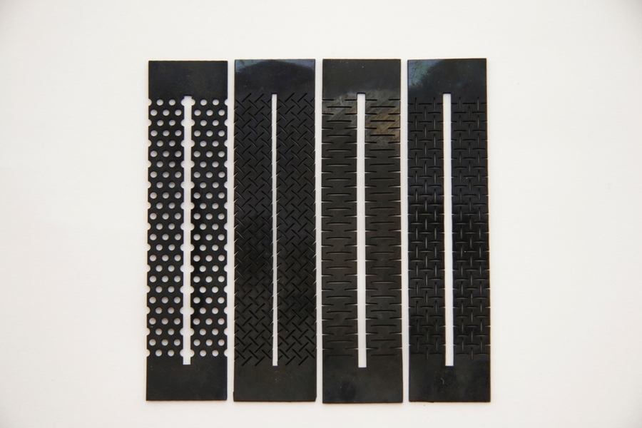 The researchers’ soft sensors are conductive silicone sheets cut into kirigami patterns. They have “piezoresistive” properties, meaning they change in electrical resistance when strained. As the sensor deforms in response to the robotic arm’s stretching and compressing, its electrical resistance is converted to an output voltage that’s then used as a signal correlating to that movement.