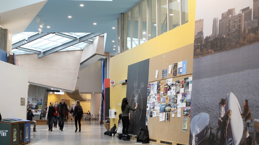View from Charles Vest Student Street in the Stata Center (Building 32), where students can be chalking each day.