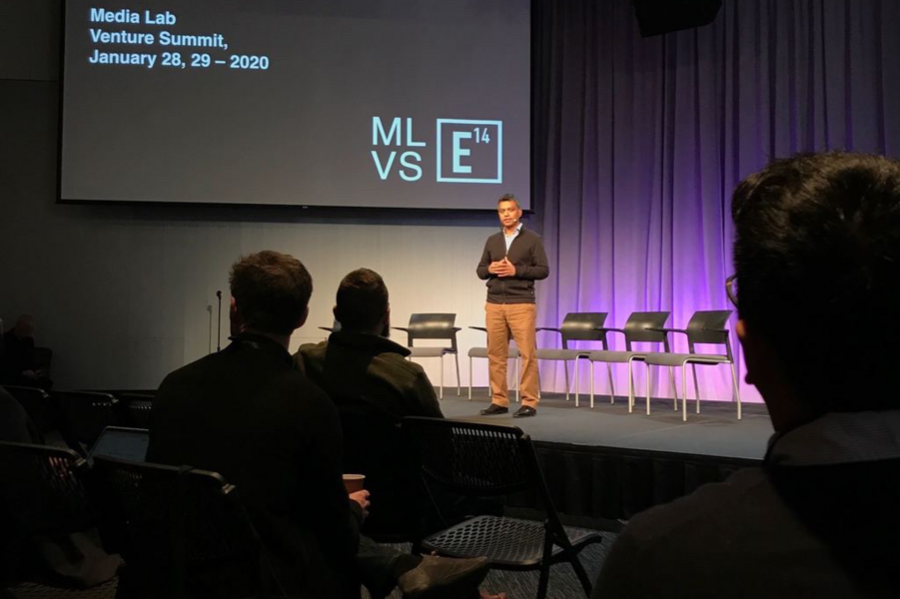 Deb Roy, Media Lab executive director of operations and communications, delivers his opening remarks.