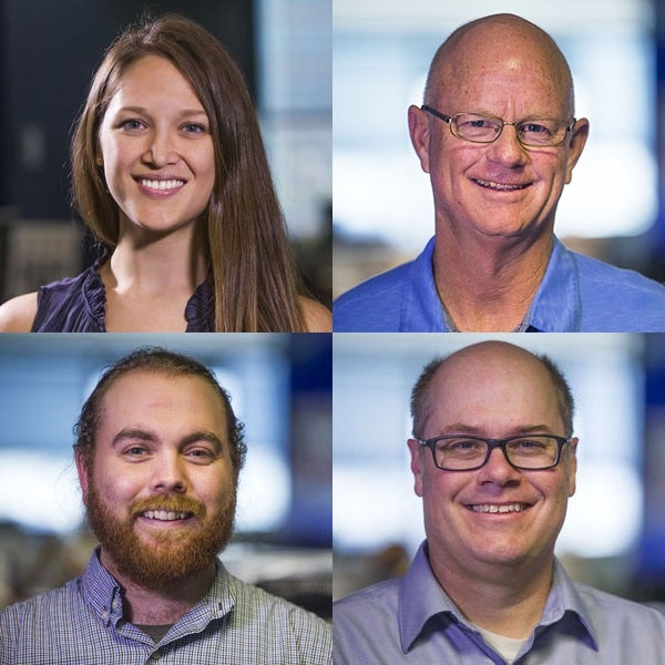 Clockwise from top left: Pamela Ren Larson, Dennis Wagner, Michael Squires, and Thomas Hawthorne have been honored with the Knight Science Journalism Program's Victor K. McElheny Award.