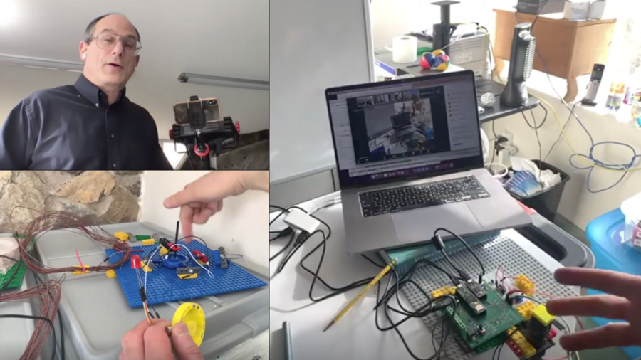 Professor Jacob White demonstrates from the basement of his home during a J-WEL Connections session. His presentation, titled "Hands on for Half the Price" outlined some of the hands-on activities he’s using for remote instruction with his students during the Covid-19 crisis.