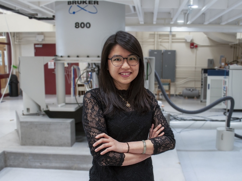 Graduate student Pyae Phyo uses the Francis Bitter Magnet Laboratory's 800 MHz NMR spectrometer to observe plant wall structure, finding insights that could prove useful in creating biofuels.