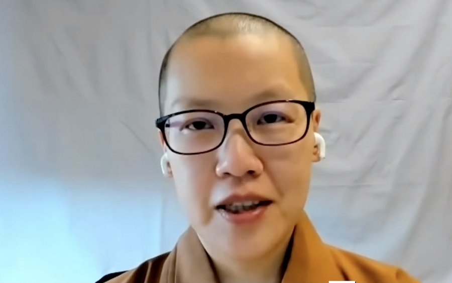 The Venerable Miao Guang speaks to MIT community virtual meeting April 23.