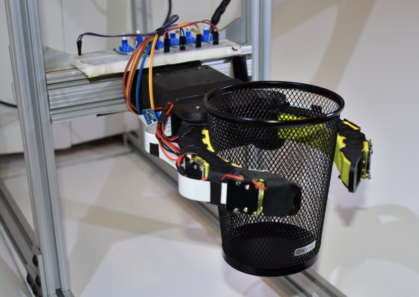 Professor Ted Adelson's team created a soft robotic finger that uses embedded cameras and deep learning to enable high-resolution tactile sensing and “proprioception” (awareness of positions and movements of the body). 