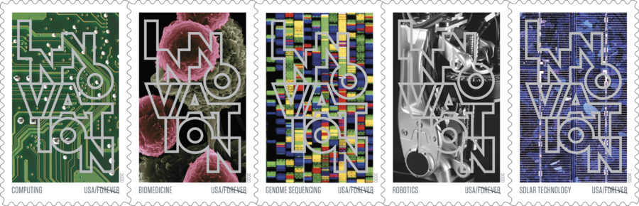 Innovation is celebrated in a new series of U.S. Postal Service Forever stamps that includes research from the MIT Media Lab's Biomechatronics group.