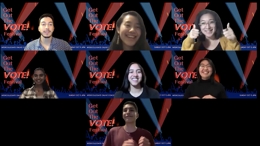 A grid of screen captures of seven student organizers