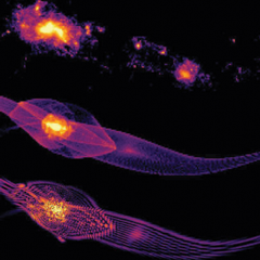 Image showing swirling patterns of pink, purple, orange and yellow produced by the researchers' model