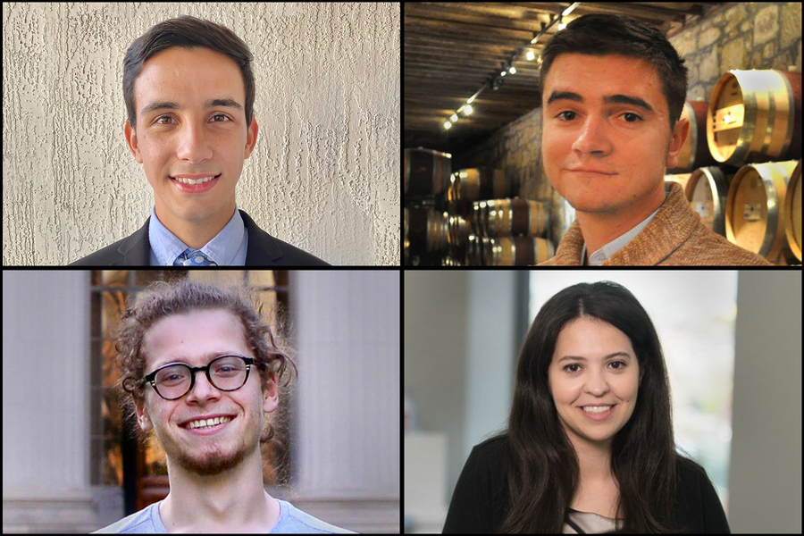 Photo collage of four student portraits