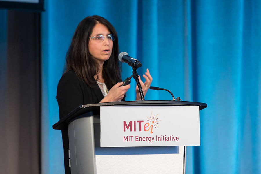 Karen Tapia-Ahumada speaking at a podium