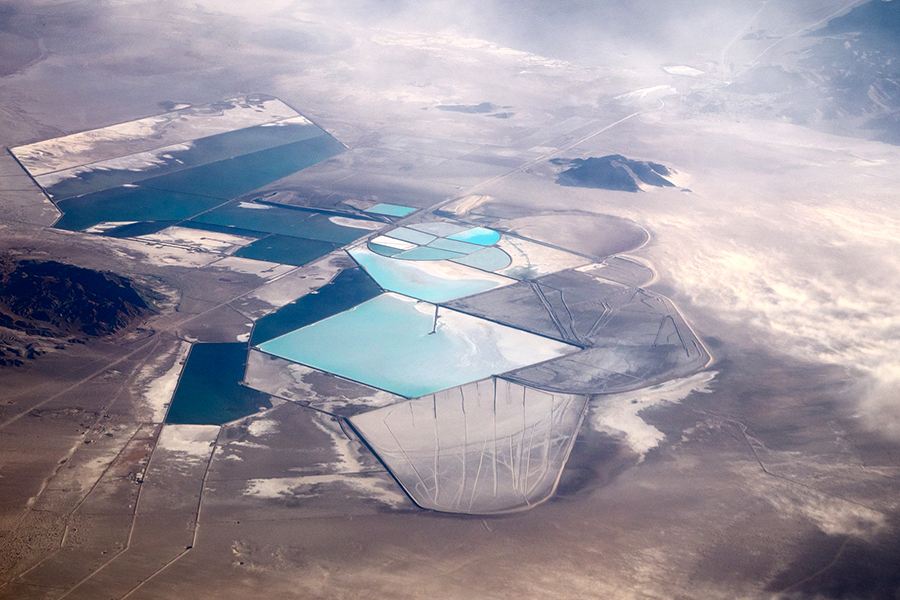 Aerial photo of a lithium mine 