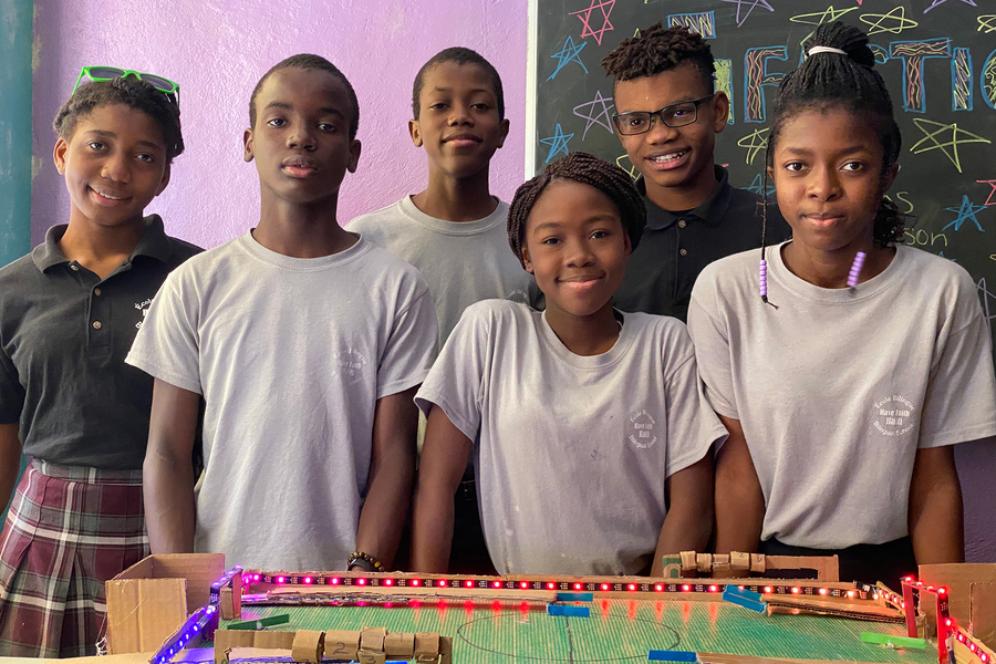 Students with their toy FIFAction