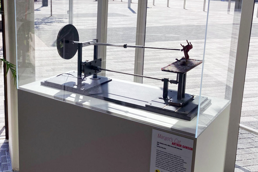 a sculpture in the welcome center