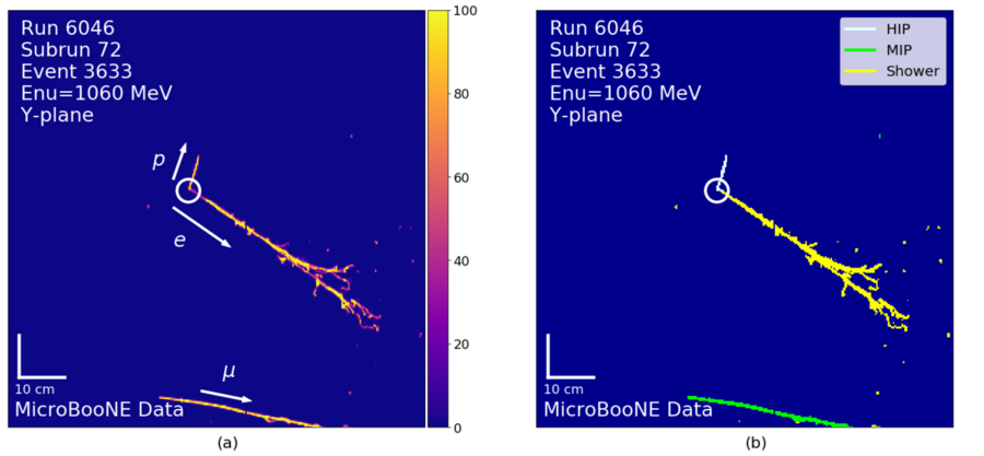 Two blue square images, side by side, each featuring colored lines appearing from roughly center to bottom right
