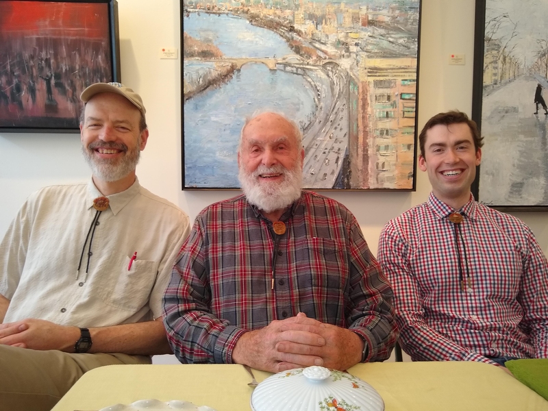 Group photo at restaurant. Left to right: Soren Hauge, Peter Griffith, Bjorn Hauge