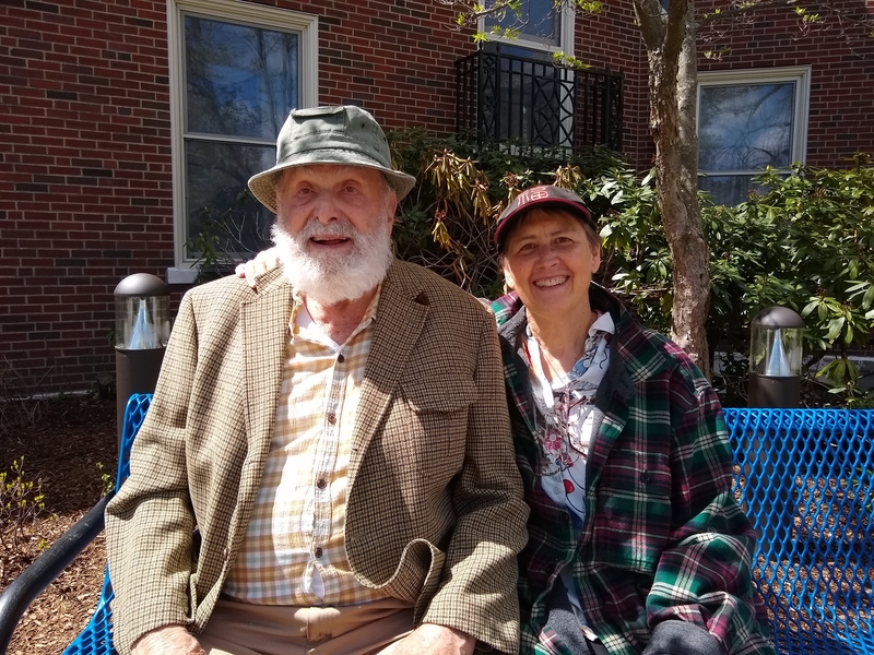 Left to right on park bench: Pete and Kat