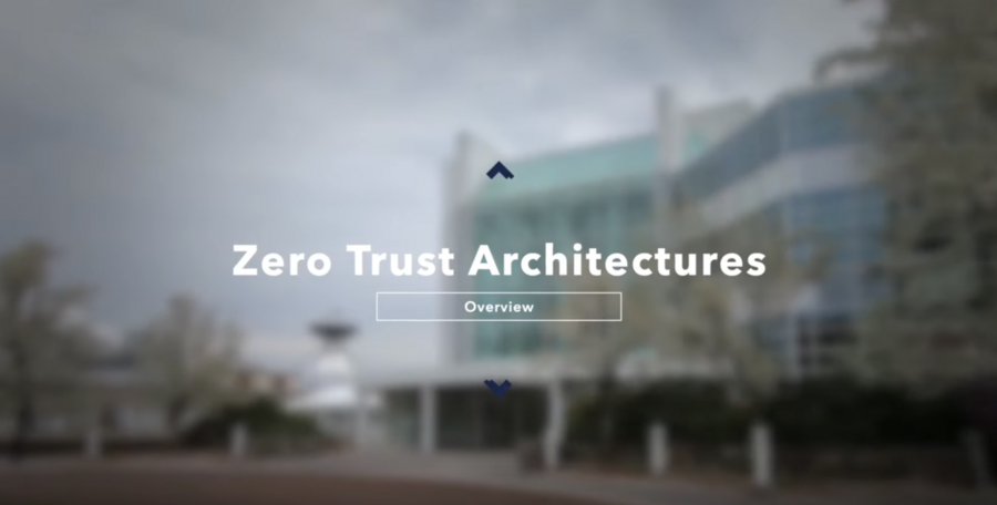 The words "Zero Trust Architectures Overview" overlay a blurred photo of the exterior of Lincoln Laboratory