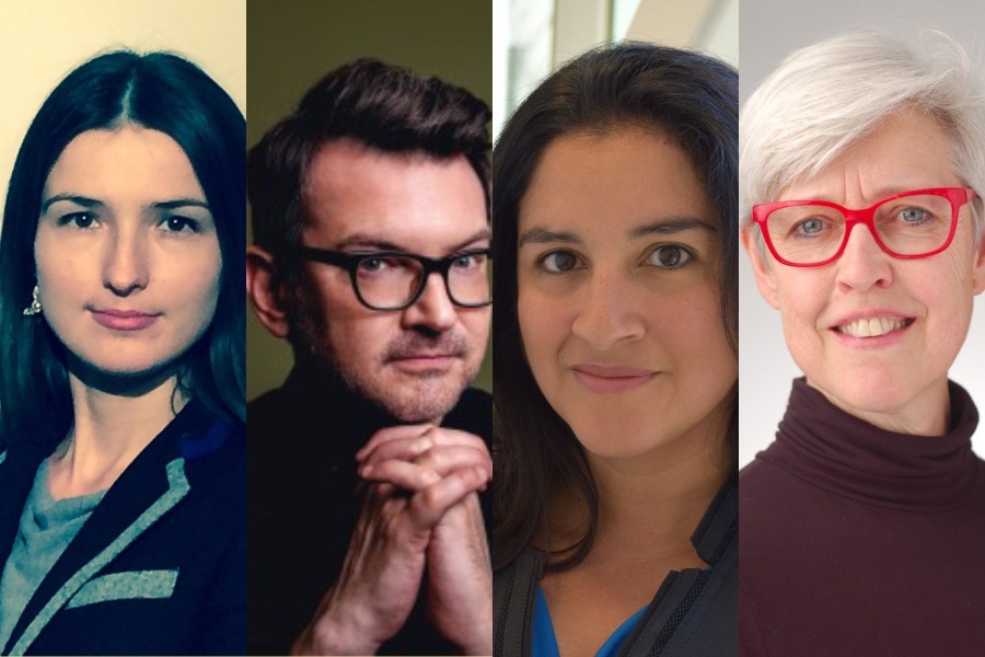 Four headshots of Volha Charnysh, Ken Urban, Eden Medina, and Marjoleine Kars