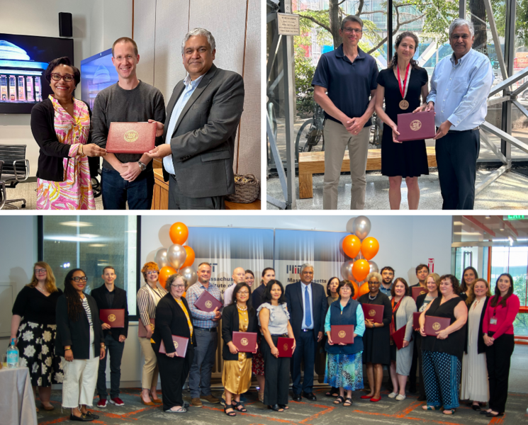 3-image collage of various SoE award winners receiving their honors