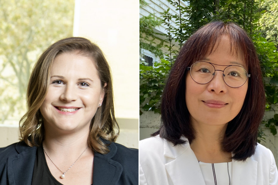 Headshots of Ariel Furst and Fan Wang