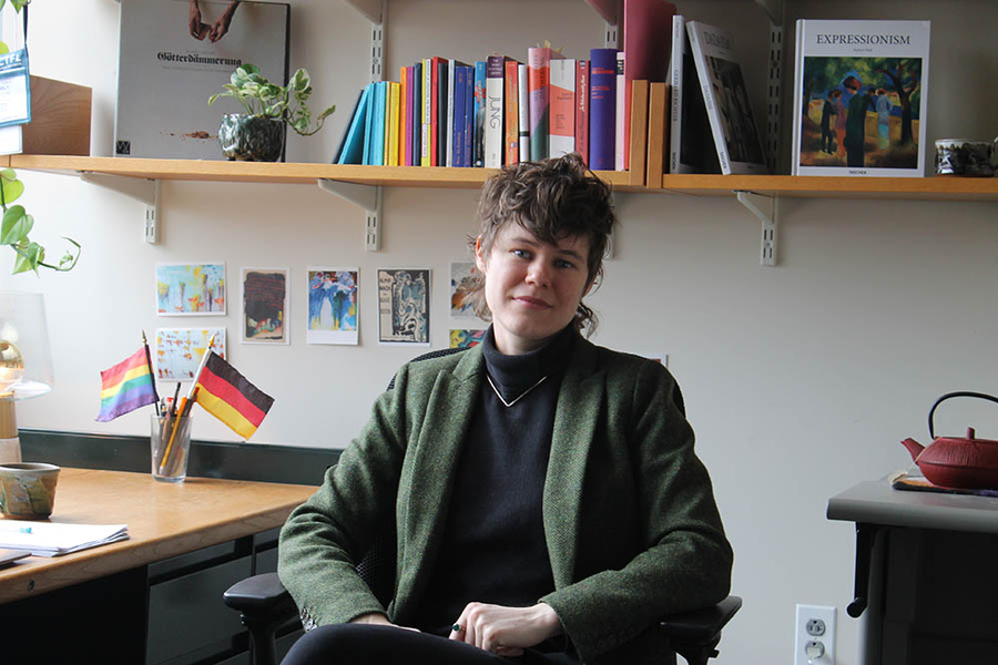 Emily Goodling seated at her office desk