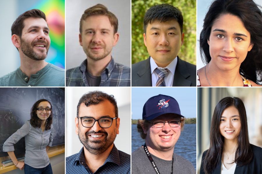 Headshots of Jacob Andreas, Adam Belay, Soonwon Choi, Maryam Farboodi, Lina Necib, Arvind Satyanarayan, Andrew Vanderburg, and Xiao Wang