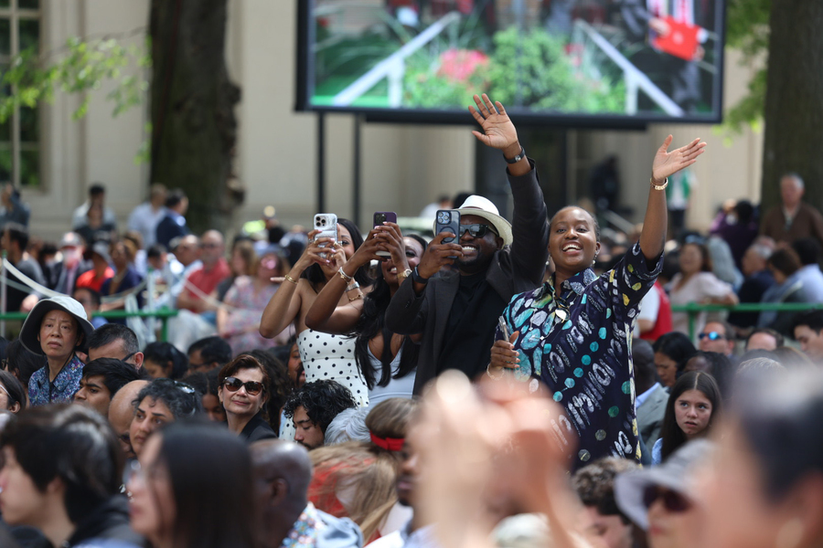 A happy family in the crowd at MIT’s Commencement