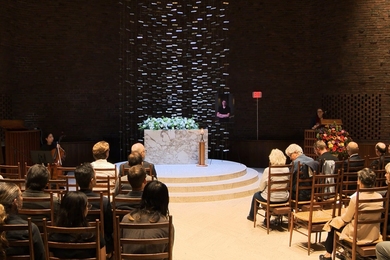 Screen capture from a video of Thomas Rose’s memorial service