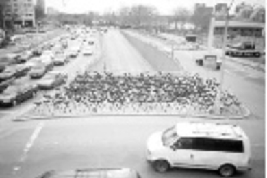Artist's rendering of Flock Mentalityon Storrow Drive near the Science Park MBTA station.
