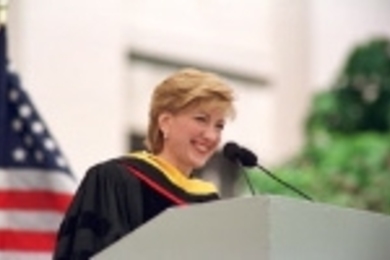 Carly Fiorina delivers the Commencement address.