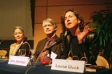 Anita Desai, novelist and professor of writing, Institute Professor John Harbison of music, and poet Louise Glï¿½ï¿½ck, the Preston S. Parrish '41 Third Century Lecturer at Williams College, participate in the SHASS panel "How do artists tell their stories?"