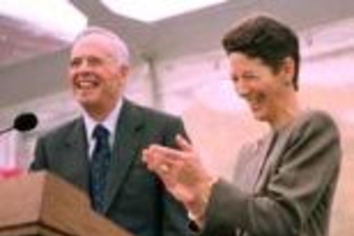 Albert L. Zesiger (SB 1951) and Barrie R. Zesiger, an MIT Corporation member and co-founder of Zesiger Capital Group, expressed delight at last week's groundbreaking ceremony that their pledge of $20 million would help build the Zesiger Sports and Fitness Center.