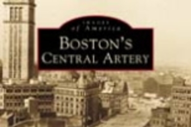 The photograph on the book cover shows Boston's downtown section at the height of Central Artery construction. "Vehicles, rubble and construction materials littered large portions of the city, and construction noise echoed thorughout the financial district," said author Yanni Tsipis. Sound familiar?