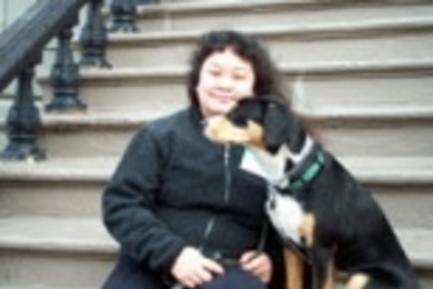 Lori Tsuruda and her dog, Vesta.